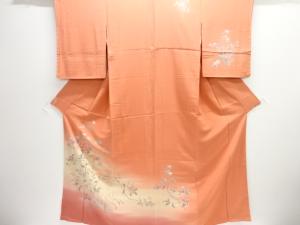 未使用品　手描き友禅　花に小鳥模様訪問着